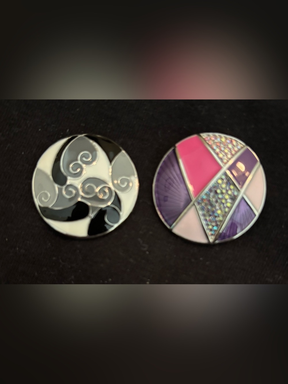 Round Enamel Statement Dots in Pink, Purple, Black & White
